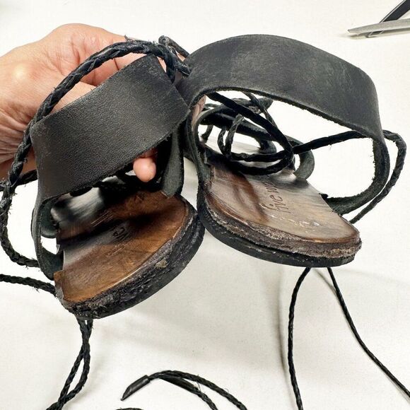Five Worlds Distressed Lace Up Gladiator Flat Leather Sandals Womens Size 10 - Picture 7 of 10